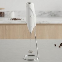 Электрический капучинатор для молока с подставкой Milk Frother на батарейках Белый