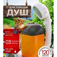 Портативный душ с аккумулятором 4400mAh и воронкой, Оранжевый / Кемпинговый душ / Душ с индикатором температуры