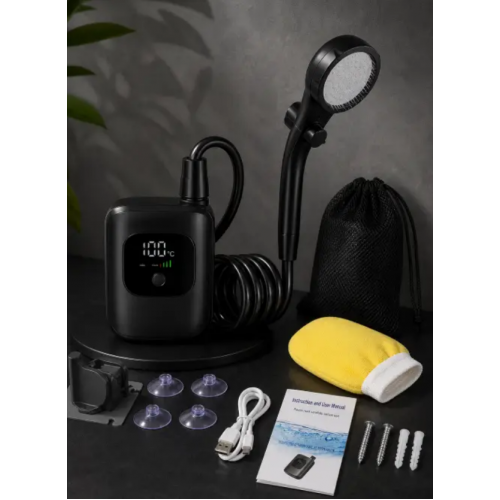 Переносной аккумуляторный душ Electric Outdoor Shower с силиконовым шлангом, 2400 mAh Черный