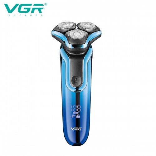 Электробритва аккумуляторная VGR V-313 BLUE, роторная, влагозащита IPX7