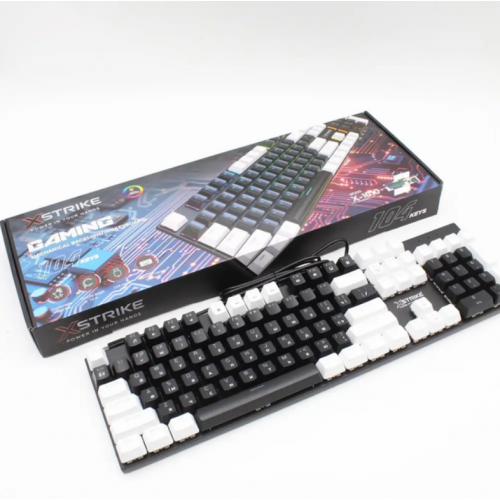 Дротова клавіатура від USB, з RGB підсвічуванням, XSTRIKE X-1010 / Механічна клавіатура для комп'ютера