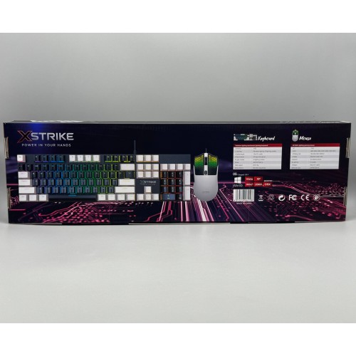 Дротова клавіатура мембранна з підсвічуванням + мишка RGB USB XSTRIKE X-1011 Комплект