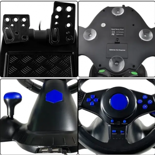 Руль игровой с педалями и коробкой передач для ноутбука пк ps2 ps3 pc usb vibration steering wheel гонки