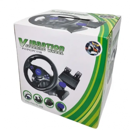 Руль игровой с педалями и коробкой передач для ноутбука пк ps2 ps3 pc usb vibration steering wheel гонки