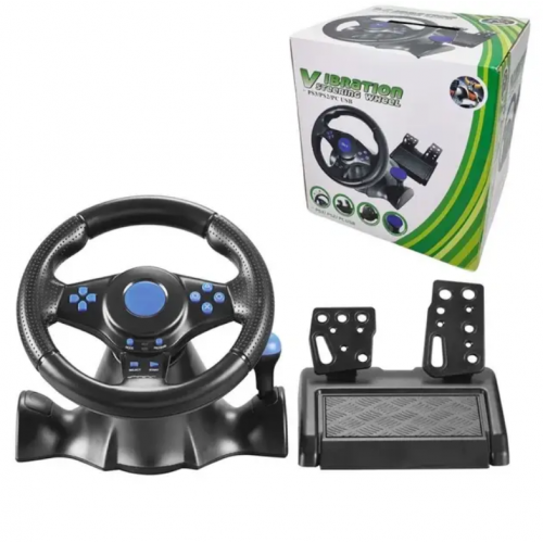 Руль игровой с педалями и коробкой передач для ноутбука пк ps2 ps3 pc usb vibration steering wheel гонки