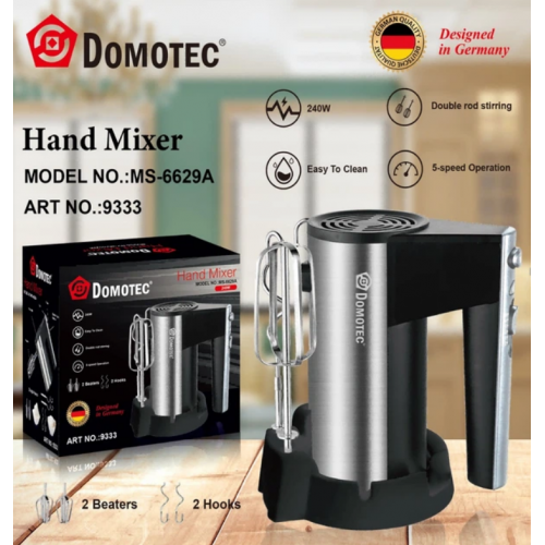 Ручний міксер Domotec MS-6629A 240 Вт 5 швидкостей подвійні віночки + турбо режим