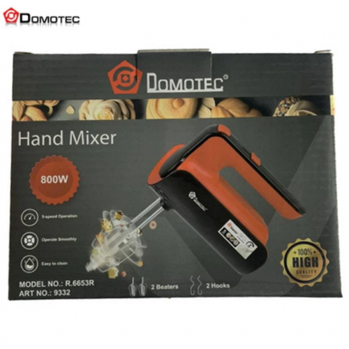 Ручний міксер Domotec R.6653R кухонний міксер із насадками 5 швидкостей 800 Вт Червоний