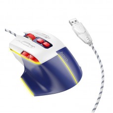 Ігрова дротяна мишка HOCO GM31 Overlord luminous gaming 1200-3600DPI USB 1.4M для ПК/ноутбука з підсвічуванням Біло-Синя