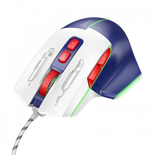 Ігрова дротяна мишка HOCO GM31 Overlord luminous gaming 1200-3600DPI USB 1.4M для ПК/ноутбука з підсвічуванням Біло-Синя