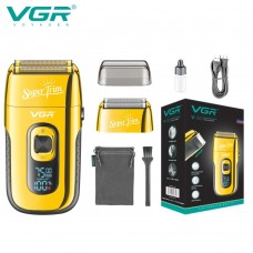 Електробритва VGR V-332 шейвер, подвійне лезо, триммер для бороди, LED Display Золотий