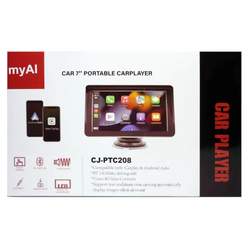 Монитор для автомобиля 7" с Carplay CJ-PTC 208 / Монитор для камеры заднего вида / Автомобильный монитор