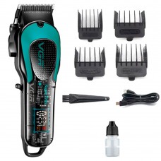 Акумуляторна машинка для стрижки VGR V-692 4 насадки, LED дисплей, 7500RPM Зелена