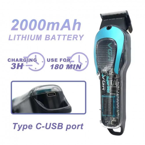 Акумуляторна машинка для стрижки VGR V-692 4 насадки, LED дисплей, 7500RPM Зелена