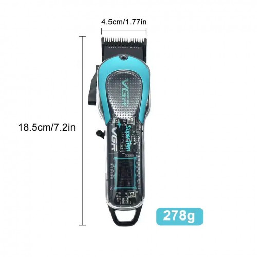Акумуляторна машинка для стрижки VGR V-692 4 насадки, LED дисплей, 7500RPM Зелена