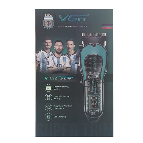Акумуляторна машинка для стрижки VGR V-692 4 насадки, LED дисплей, 7500RPM Зелена