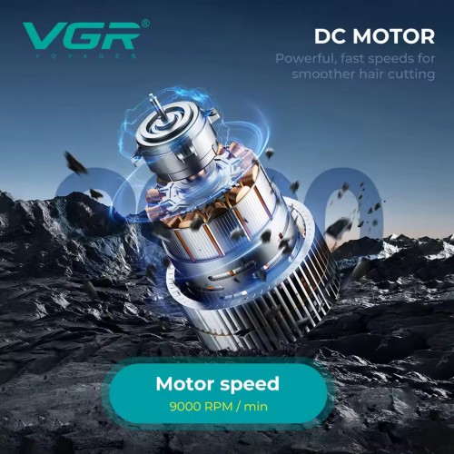 Тример акумуляторний VGR V-299, 4 насадки, 9000RPM, 2000 mAh, 5 рівнів швидкості, LED дисплей Синій