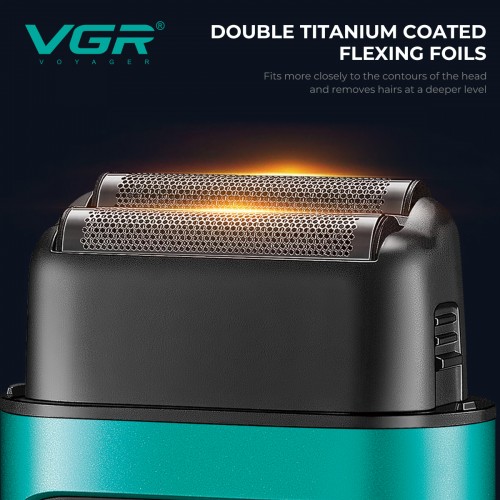 Електробритва шейвер для бороди, з USB, VGR V-307 / Акумуляторна бритва / Тример для обличчя Зелений