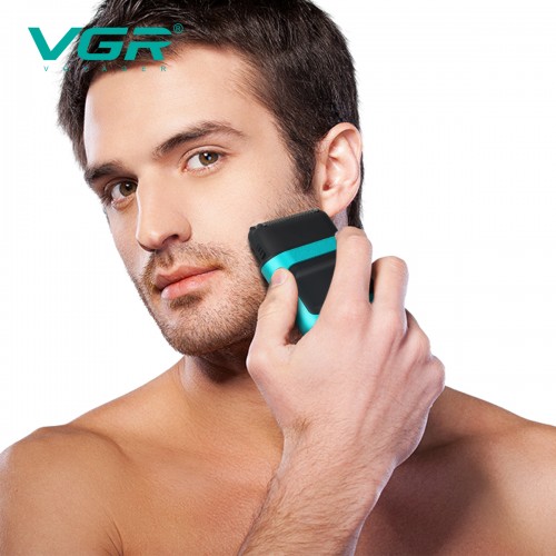 Електробритва шейвер для бороди, з USB, VGR V-307 / Акумуляторна бритва / Тример для обличчя Зелений
