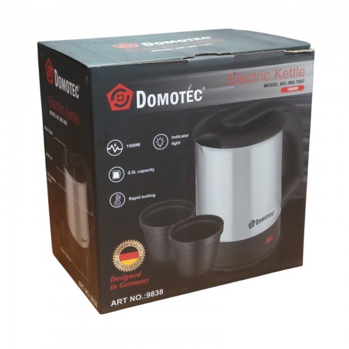 Електрочайник DOMOTEC MS-7887 0,5л 1500Вт Міні чайник з нержавіючої сталі + 2 чашки