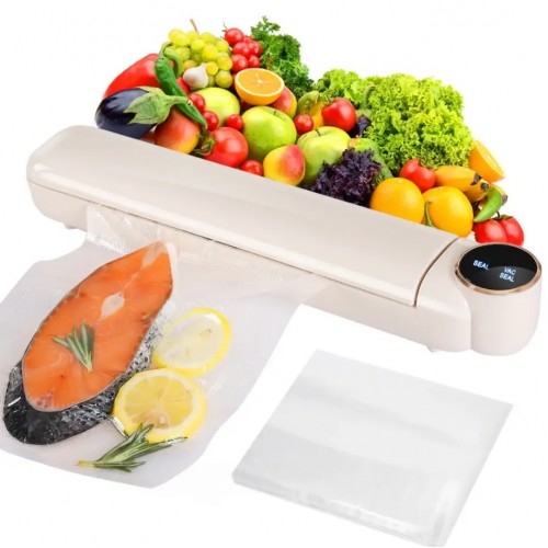 Вакуумний пакувальник харчових продуктів + 10 пакетів, Vacuum Sealer LS-801, Білий / Домашній вакууматор для їжі