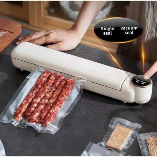 Вакуумний пакувальник харчових продуктів + 10 пакетів, Vacuum Sealer LS-801, Білий / Домашній вакууматор для їжі