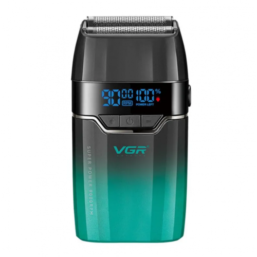 Електробритва VGR V-308 шейвер, подвійне лезо, 9000 RPM, LED дисплей Зелений