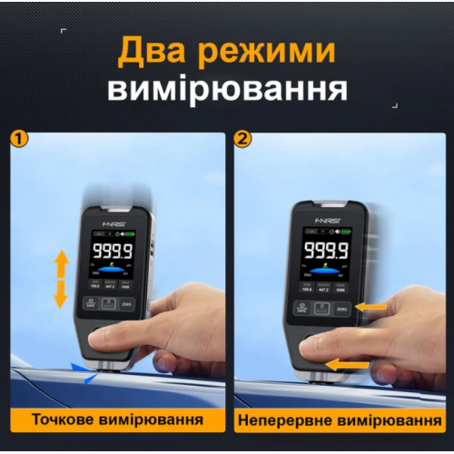 Професійний товщиномір Fnirsi CTG-20 датчик вимірювання товщини покриття фарби