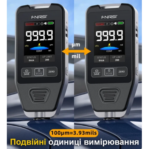 Професійний товщиномір Fnirsi CTG-20 датчик вимірювання товщини покриття фарби