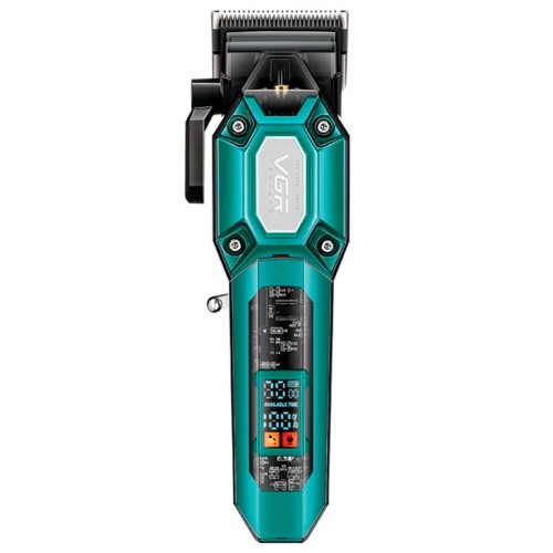Акумуляторна машинка для стрижки VGR V-600, 6 насадок, регулятор висоти, 7000 RPM, LED дисплей Зелена