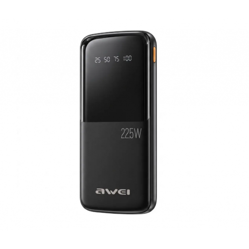 Зовнішній акумулятор Power bank AWEI P10K 10000 мАг 22.5 Вт швидка зарядка 2 USB та 1 Type-C чорний