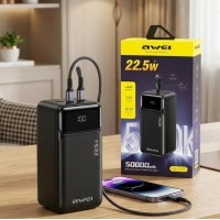 Зовнішній акумулятор Power bank AWEI PA106 50000 мАг 22.5 Вт швидка зарядка Чорний