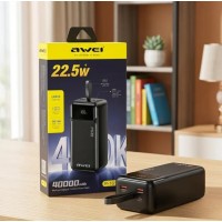 Зовнішній акумулятор Power bank AWEI PA105 40000 мАг 22.5 Вт швидка зарядка Чорний