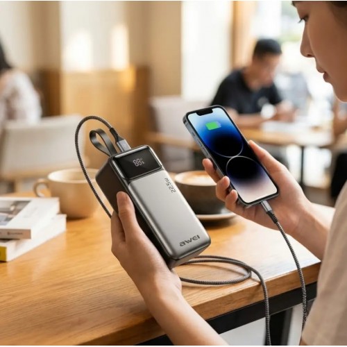 Зовнішній акумулятор Power bank AWEI PA105 40000 мАг 22.5 Вт швидка зарядка Чорний