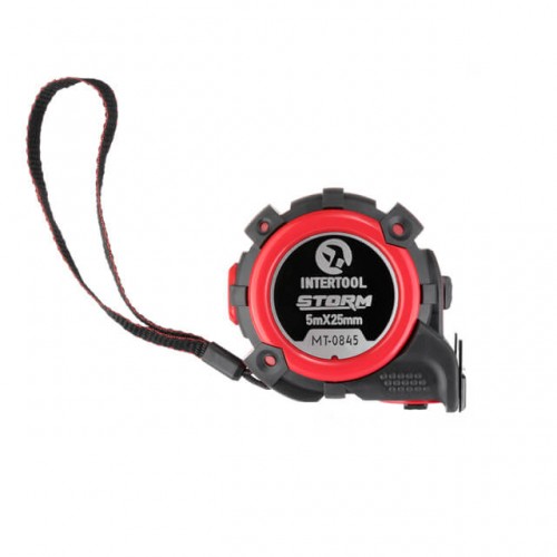 Рулетка зі сталевим полотном, покритим нейлоном, 5 м, 25 мм, STORM  INTERTOOL MT-0845