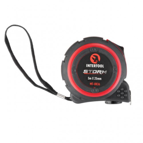 Рулетка зі сталевим полотном, покритим нейлоном, 5 м, 25 мм, STORM INTERTOOL MT-0836