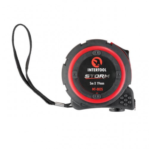 Рулетка зі сталевим полотном, покритим нейлоном, 5 м, 19 мм, STORM INTERTOOL MT-0835