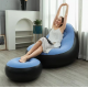 Надувне крісло диван 2в1 з пуфиком для ніг A-Sofa до 150 кг. з насосом Чорний з блакитним