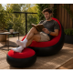 Надувне крісло диван 2в1 з пуфиком для ніг A-Sofa до 150 кг. з насосом Чорний з червоним