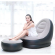 Надувне крісло диван 2в1 з пуфиком для ніг A-Sofa до 150 кг. з насосом Чорний з сірим