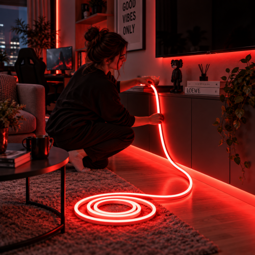Силіконова стрічка від USB 2M / NEON світлодіодна стрічка / Водонепроникна стрічка неон Червоний