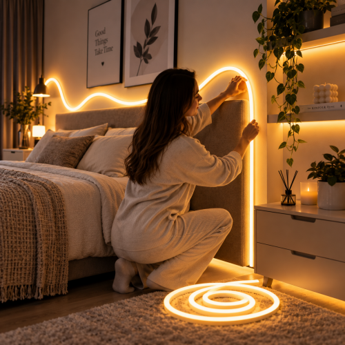 Силіконова стрічка від USB 2M / NEON світлодіодна стрічка / Водонепроникна стрічка неон Теплий білий