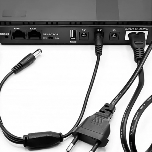 Портативне джерело живлення UPS 10400mAh для роутера, чорний / Джерело безперебійного живлення