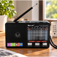 Радіоприймач із ліхтариком FM USB MicroSD Golon RX-8866BT з Bluetooth на акумуляторі Чорний