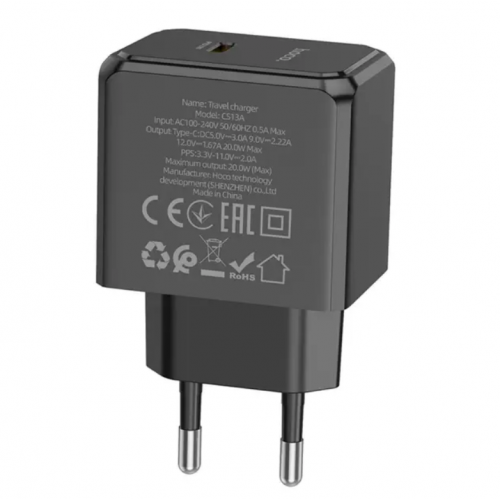 Мережевий зарядний пристрій HOCO CS13A (1Type-C/20W) чорний