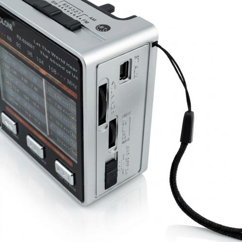 Радіоприймач із ліхтариком FM USB MicroSD Golon RX-8866BT з Bluetooth на акумуляторі Сірий