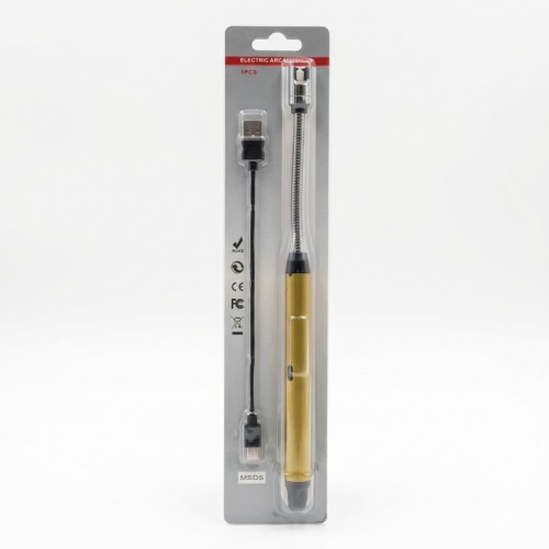 Електроімпульсна акумуляторна запальничка з гнучким стрижнем BBQ Lighter Золотий